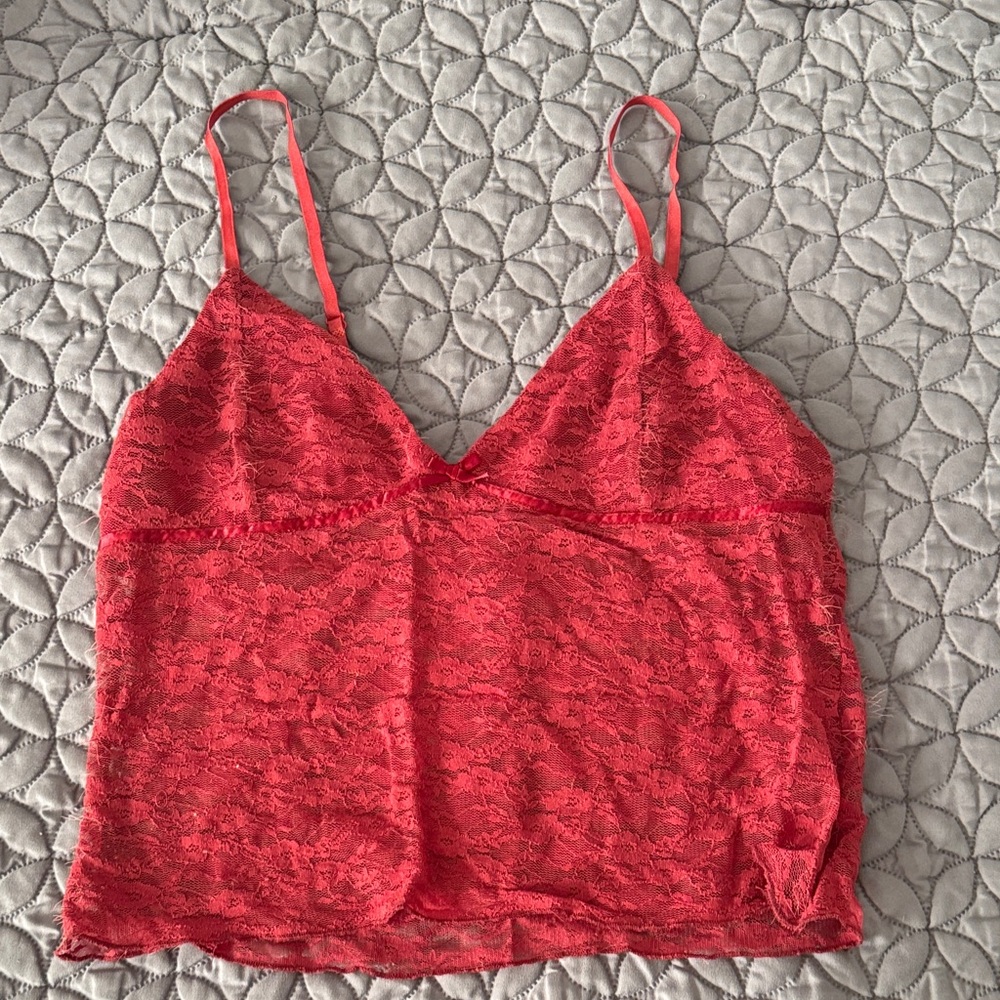 Edikted Red Lace Tank Top